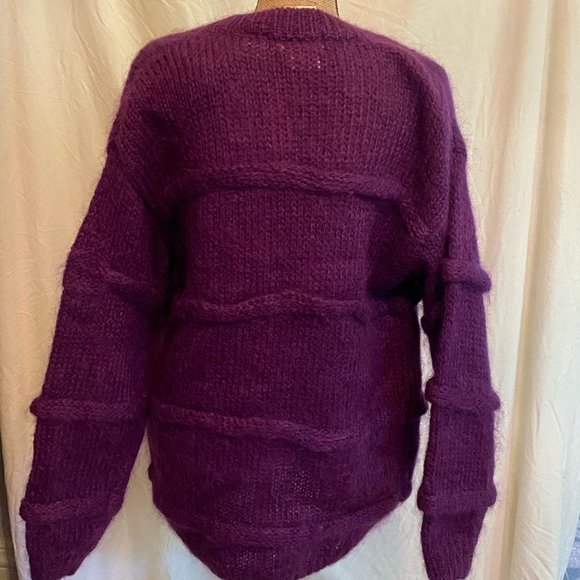 Vintage Chelsea Young mohair purple cardigan sweater, size L NWT - Picture 3 of 7